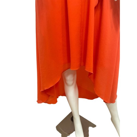 Jessica Simpson Red Hi/Lo Midi Dress 6 Peek-a-Boo Neckline Rounded Sleeveless - Picture 8 of 13